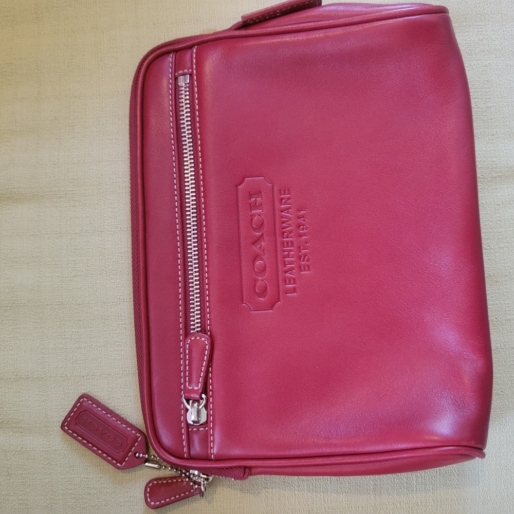 Coach Cosmetic Red Leather Bag